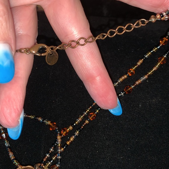 Vintage Sunflower w/ ab & citrine crystals w/ seed bead necklace - Picture 8 of 9